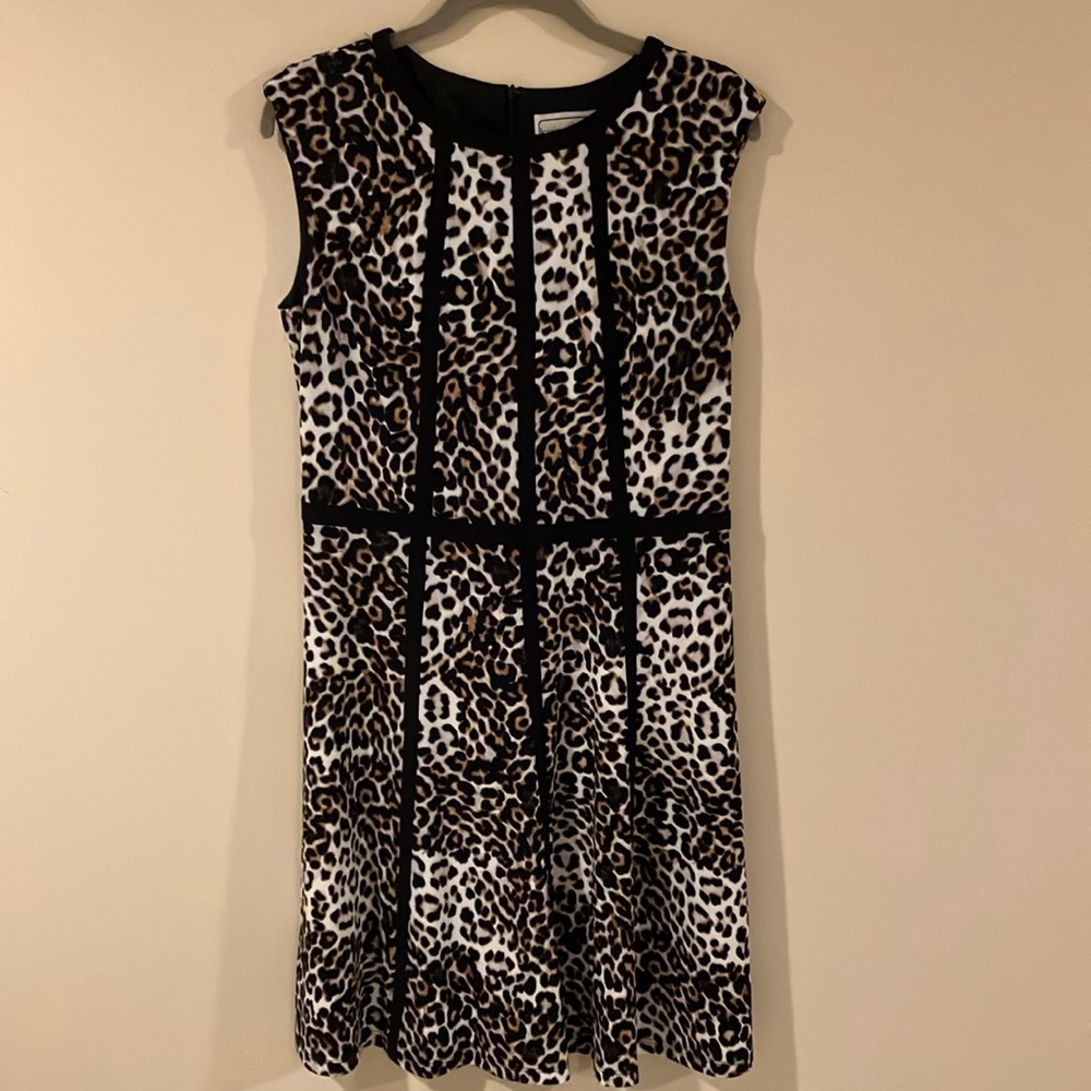Karin Stevens Black and Brown Animal Print Mini Dress